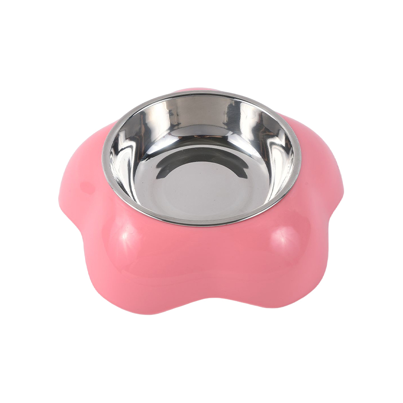 Plum-shape single stainless steel dog bowl